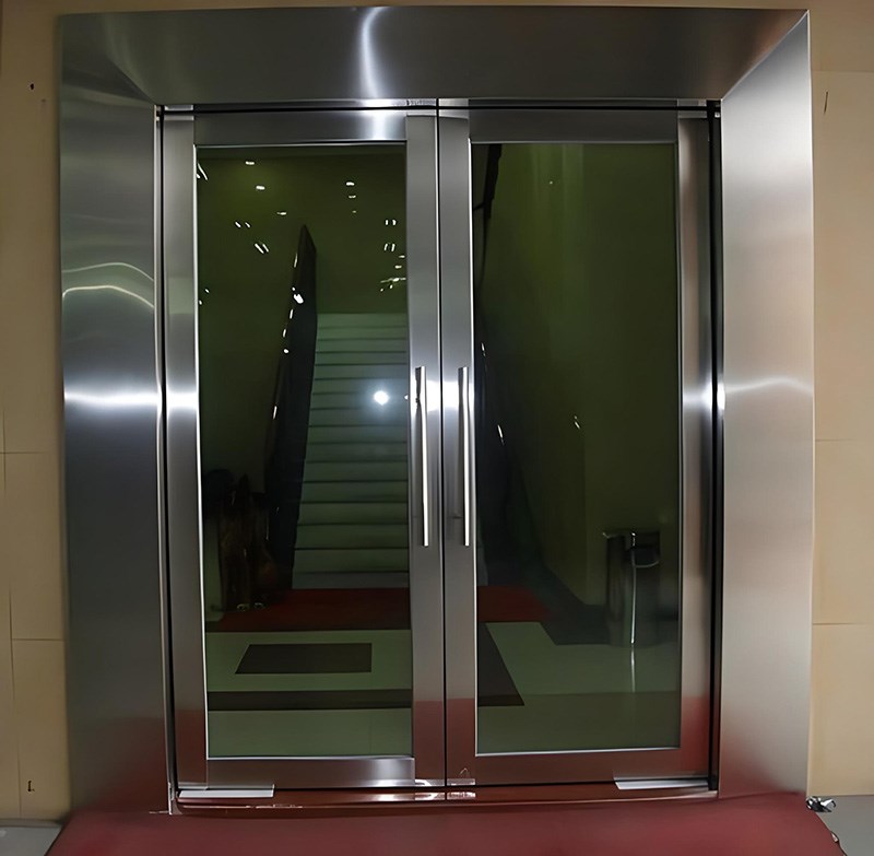 Stainless steel glass fireproof glass door